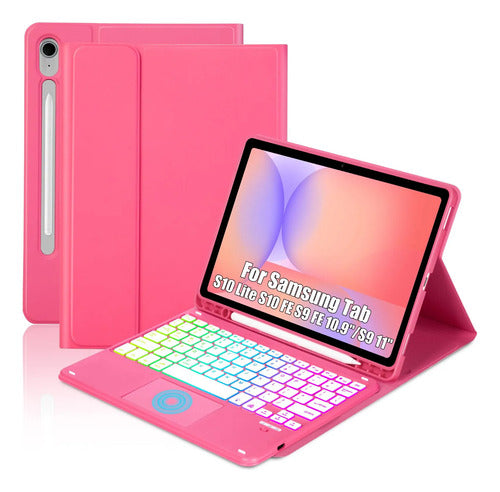 Funda Con Teclado Para Samsung Galaxy Tab S10 Lite/s10 Fe/s9 Rojo