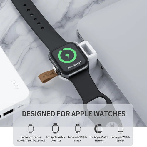 Cargador Portátil Para Apple Watch Usb Inalámbrico Blanco