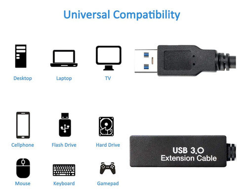 Cable Extensor Activo Usb 3.0 Negro