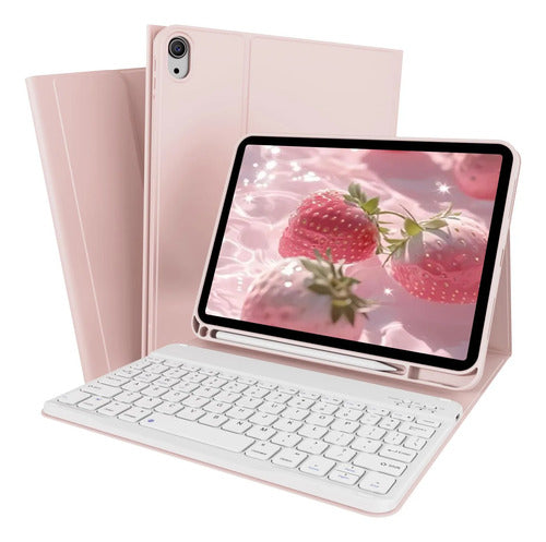 Funda Con Teclado Para iPad (a16) 11th/10th Gen (11/10.9) Rosa