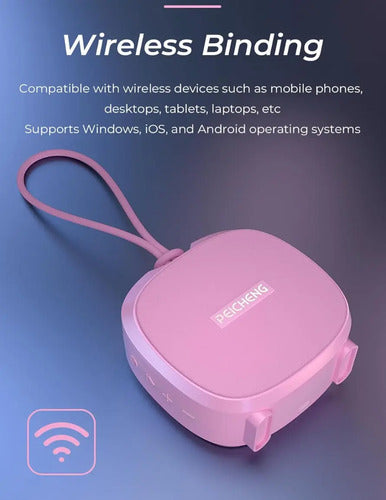 Parlante Bluetooth Portátil Peicheng, Impermeable Rosa Chicle