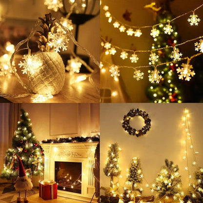 Luces Navideñas Cesof, 20 Ft 40 Led, Forma De Copo De Nie... Blanco