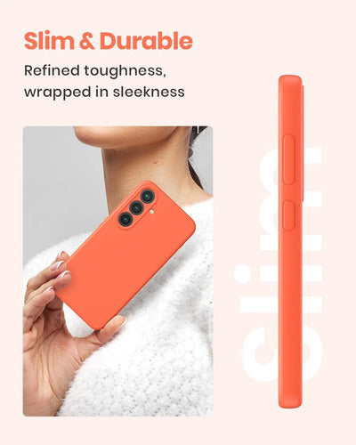 Funda De Silicona Líquida Para Samsung Galaxy S25 Naranja Lisa