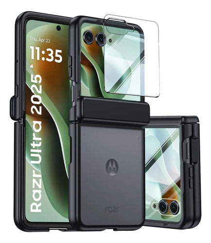 Funda Motorola Razr Ultra 2025, Protector Pantalla Negro