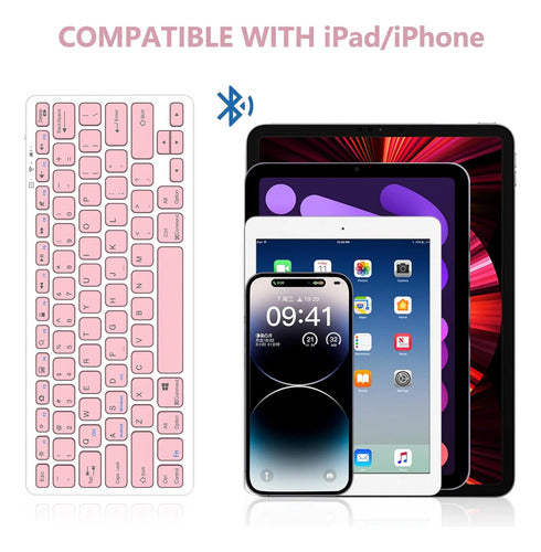 Teclado Bluetooth Taiyang Para iPad Y Dispositivos Bluetooth Rosa