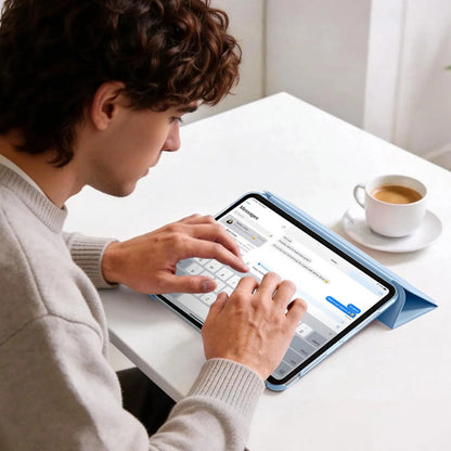 Funda iPad Pro Trasera Translúcida Con Soporte Tríptico Azul Claro