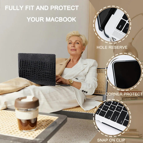 Funda Protectora Para Macbook Air 13.6  M2-m4 2022-2025 Negro
