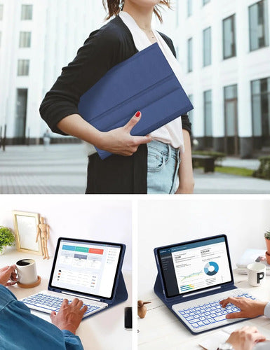 Funda Con Teclado Para Lenovo Tab M11 / K11 Lte 11 Pulgadas Azul Marino