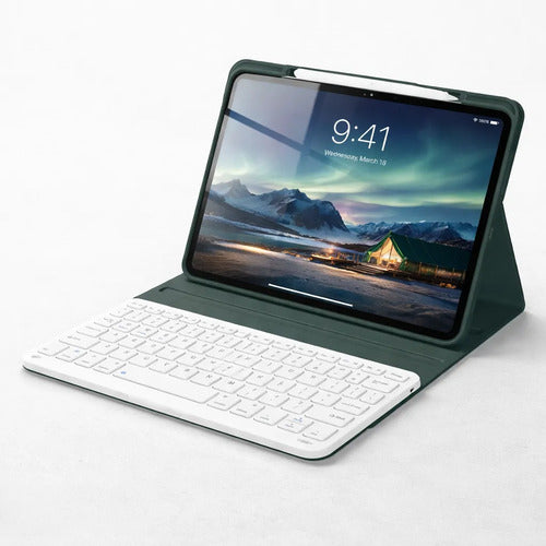 Funda Con Teclado Para iPad (a16) 11th/10th Gen (11/10.9) Verde Oscuro
