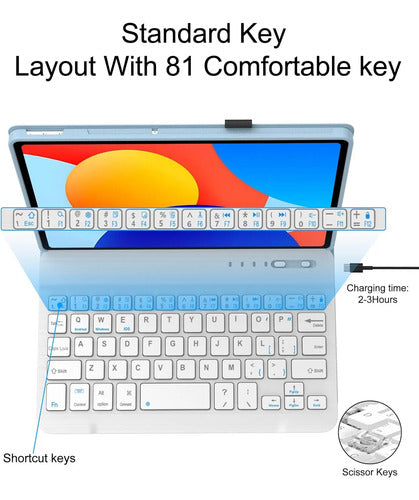 Teclado Retroiluminado Con Funda Para Redmi Pad Se 8.7 Azul