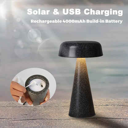 Lámpara Solar Portátil Recargable Forma De Hongo Negro