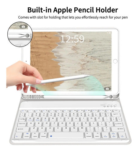 Funda Con Teclado Para iPad 9th/8th/7th Gen 10.2 Gris