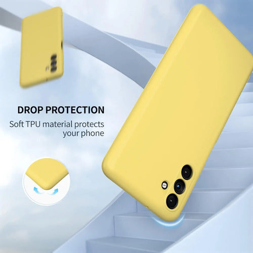 Funda Para Galaxy A13 5g, Silicona Líquida, Delgada, Suave Amarillo