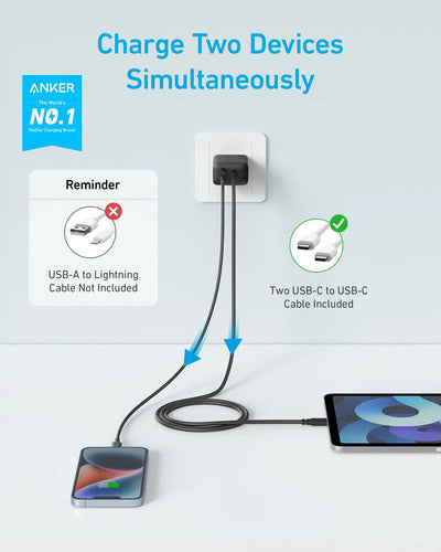 Paquete Duo De Cargadores Usb-c 20w Para iPhone Negro