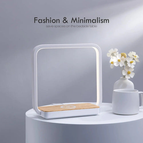 Lámpara De Mesa Con Cargador Inalámbrico Blanco