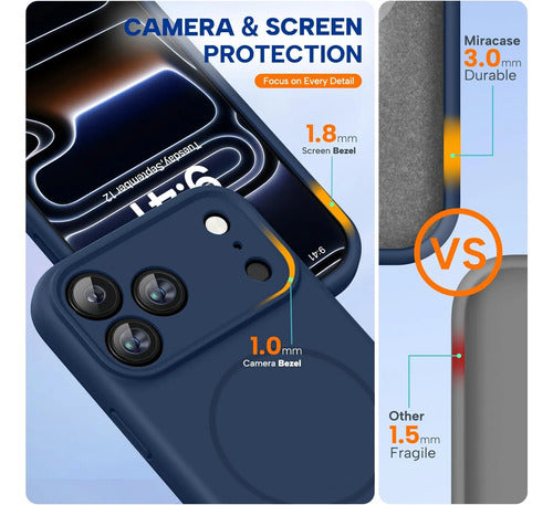 Funda Magnética Miracase Para iPhone 17 Pro Max Azul Marino