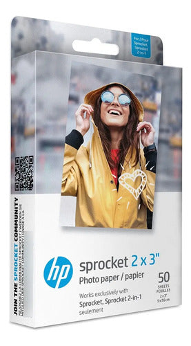 Papel Fotográfico Adhesivo Hp Sprocket 2x3 (50 Hojas) Blanco