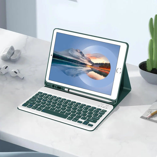 Funda Con Teclado Para iPad De 9.7 Pulgadas 2018/2017 6a/5a Verde Oscuro