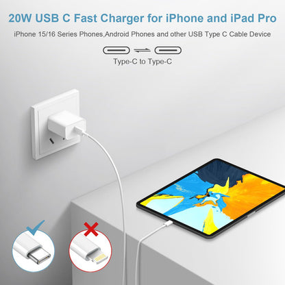 Cargador De Energía Rápida Tipo-c 20w Para iPhone 15 & 16 Blanco
