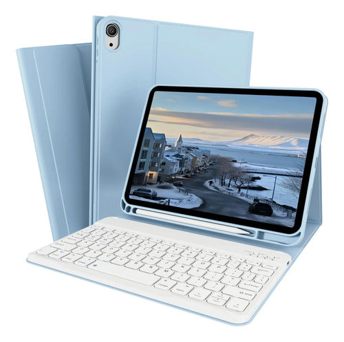 Funda Con Teclado Para iPad (a16) 11th/10th Gen (11/10.9) Celeste