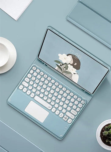Funda Con Teclado Para Galaxy Tab S10+/s9+/s9fe+/s8+/s7+/... Rosa