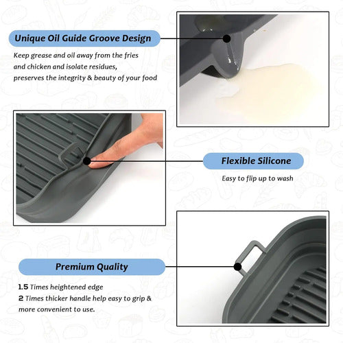 Moldes De Silicona Para Air Fryer Cuadrados Gris