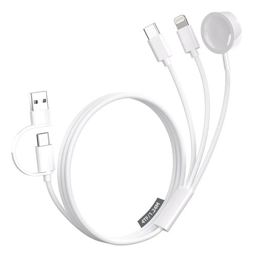 Cable De Carga 3 En 2 Usb C Para Apple Watch Y iPhone 4ft