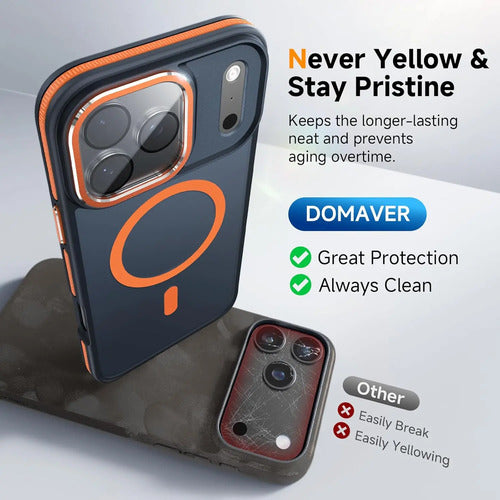 Funda Magnética 3 En 1 Para iPhone 17 Pro Naranja