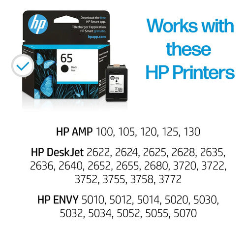 Cartucho De Tinta Hp 65, Original Y Negro, N9k02an