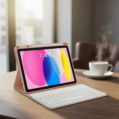 Funda Con Teclado Para iPad A16 Rosa Claro