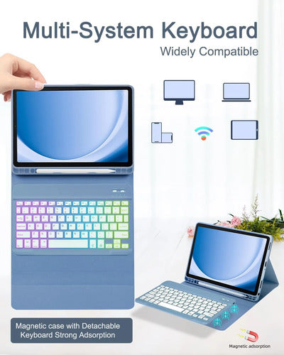 Funda Con Teclado Para Samsung Galaxy Tab A11+/a9. Azul