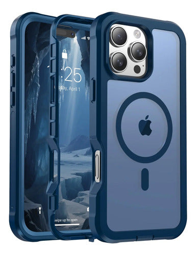 Funda Magnética Para iPhone 16 Pro Max Azul Oscuro