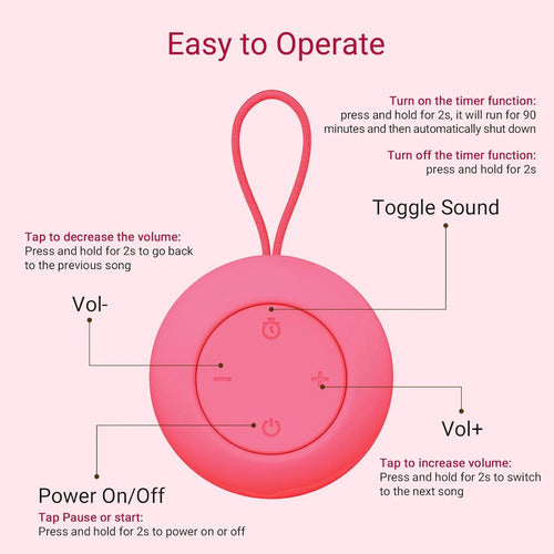 Máquina De Ruido Blanco Portátil Para Bebés Rosa