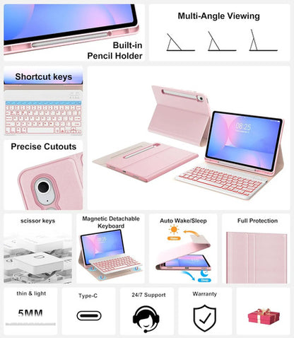 Funda Con Teclado Para Samsung Galaxy Tab S10 Lite/s10 Fe... Rosa