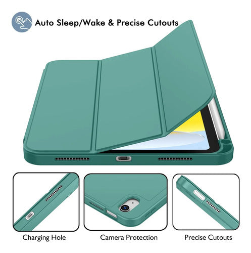 Funda Para iPad A16 Con Soporte Y Porta Lápiz Verde