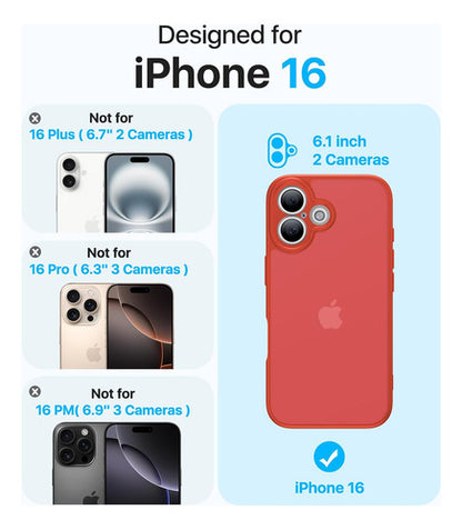 Funda Protectora Para iPhone 16, Antigolpes Rojo