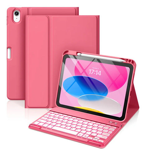 Funda Con Teclado Para iPad 11th 10th Gen Rosa