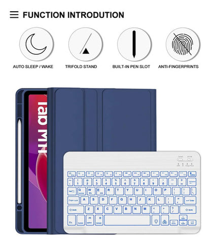 Funda Con Teclado Para Lenovo Tab M11 / K11 Lte 11 Pulgadas Azul Marino