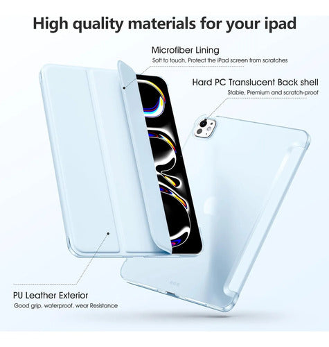 Funda iPad Pro Trasera Translúcida Con Soporte Tríptico Azul Claro
