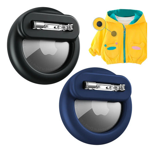 Pack De 2 Fundas De Silicona Compatibles Con Airtag Apple Negro; Azul