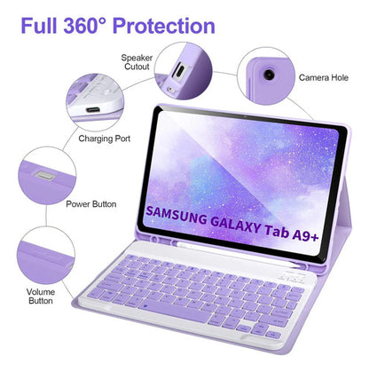 Funda Con Teclado Para Samsung Galaxy Tab A9+ 11'' 2023 Morado