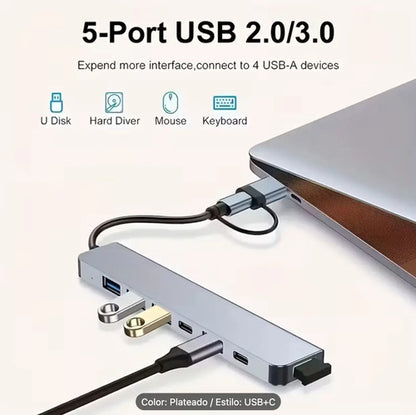 Usb C Hub 7 En 1 Gris Oscuro