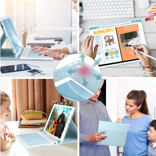 Funda Con Teclado Para iPad De 9a Generacion. Azul Claro