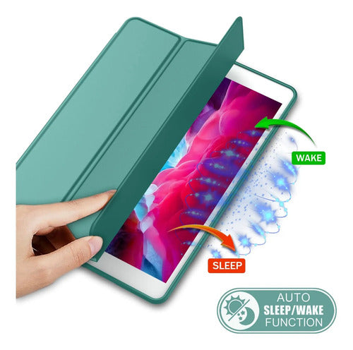 Funda Para iPad 9.7 Con Porta Lápiz Y Protección Completa Verde Musgo