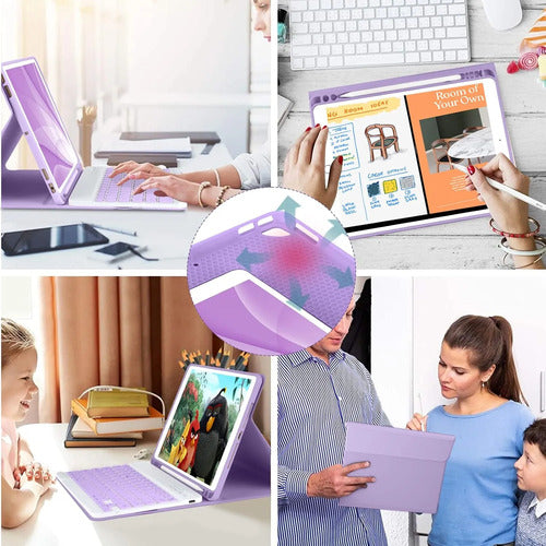 Funda Con Teclado Para iPad De 9a Generacion. Violeta