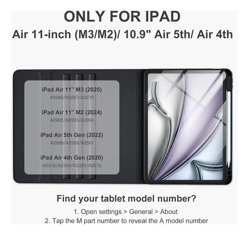 Funda Con Teclado Para iPad Air 11''/10.9'' 5ta/4ta Gen, ... Negro