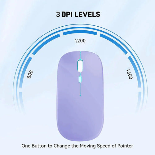 Mouse Inalámbrico Bluetooth Recargable Led Dual Mode Violeta