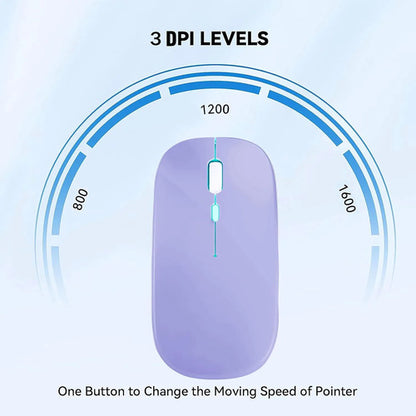 Mouse Inalámbrico Bluetooth Recargable Led Dual Mode Violeta
