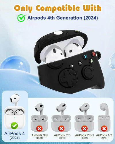 Funda De Silicona Para AirPods 4, Diseño 3d, Negro Negro
