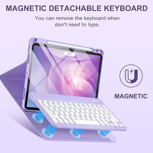 Funda Con Teclado Para iPad Air 11''/5a 4a Gen Morado